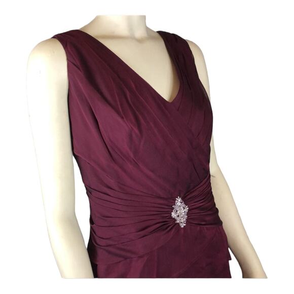 JADE BY JASMINE J9914Tiered sleevless maxi dress in cranberry size 18 - Picture 6 of 12